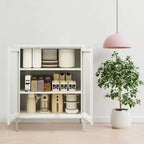 Vitrine et buffet en métal avec 3 étagères, meuble de rangement autoportant à 2 portes, 101,6 cm H x 40 cm l, noir ou blanc
