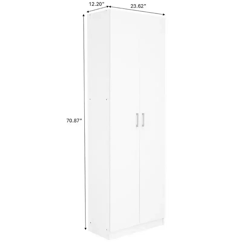 Tall Storage Cabinet with 2 Doors & 4 Adjustable Shelves, 71"H x 24"W x 12"D, Freestanding for Garage, Laundry Room & Utility Space