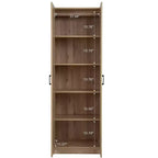 Armoire de rangement haute avec 2 portes et 4 étagères réglables, 180 cm H x 61 cm l x 30,5 cm P, autoportante pour garage, buanderie et espace utilitaire