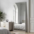 Miroir sur pied pleine longueur, cadre en alliage d'aluminium, 80x180 cm, argent