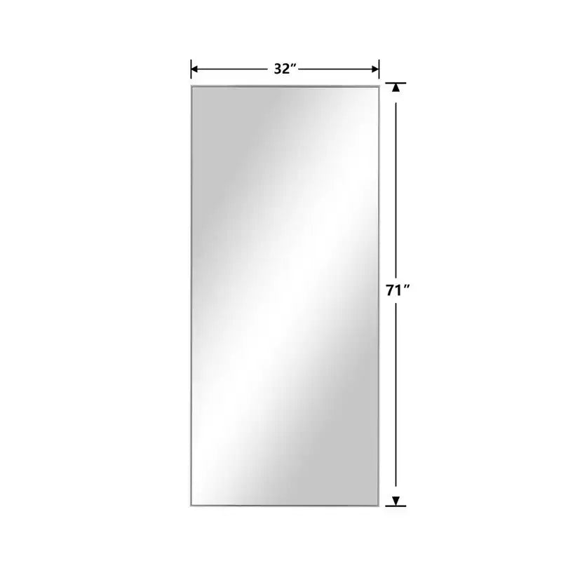 Full-Length Dressing Mirror with Stand, Aluminum Alloy Frame, 31.5"x70.87", Silver
