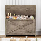 Banc de rangement en bois de 76 cm avec couvercle à charnière et charnière de sécurité, banc à chaussures d'entrée et coffre à jouets