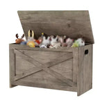 Banc de rangement en bois de 76 cm avec couvercle à charnière et charnière de sécurité, banc à chaussures d'entrée et coffre à jouets