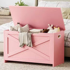 Banc de rangement en bois de 76 cm avec couvercle à charnière et charnière de sécurité, banc à chaussures d'entrée et coffre à jouets