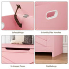 Banc de rangement en bois de 76 cm avec couvercle à charnière et charnière de sécurité, banc à chaussures d'entrée et coffre à jouets