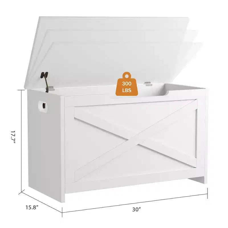 30" Wooden Storage Bench with Flip-Top Lid & Safety Hinge, Entryway Shoe Bench & Toy Chest
