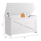 Banc de rangement en bois de 76 cm avec couvercle à charnière et charnière de sécurité, banc à chaussures d'entrée et coffre à jouets