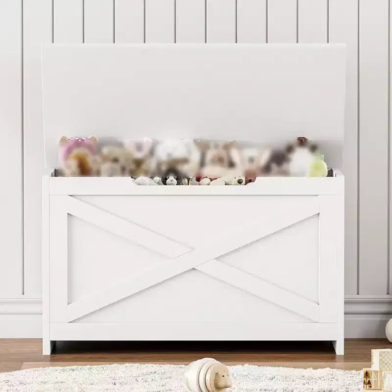 30" Wooden Storage Bench with Flip-Top Lid & Safety Hinge, Entryway Shoe Bench & Toy Chest