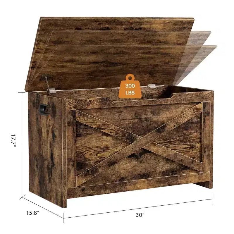 30" Wooden Storage Bench with Flip-Top Lid & Safety Hinge, Entryway Shoe Bench & Toy Chest