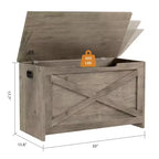 Banc de rangement en bois de 76 cm avec couvercle à charnière et charnière de sécurité, banc à chaussures d'entrée et coffre à jouets