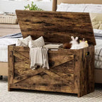 30 Wooden Storage Bench, Flip Top Entryway Shoe Bench with Safety Hinge, Large Toy Chest, Storage Ottoman for Entryway Bedroom Living Room