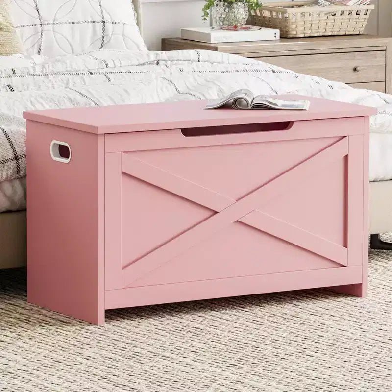 30" Wooden Storage Bench with Flip-Top Lid & Safety Hinge, Entryway Shoe Bench & Toy Chest