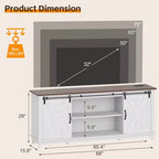 Meuble TV de ferme 66", grand meuble de divertissement avec porte coulissante de grange et étagères de rangement