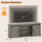 Meuble TV de ferme 66", grand meuble de divertissement avec porte coulissante de grange et étagères de rangement