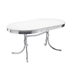 Coaster,Retro Oval 60-inch Wood Top Dining Table White and Chrome