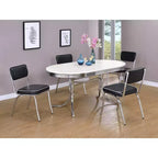 Table à manger ovale rétro 60", plateau blanc avec pied chromé, 6 places