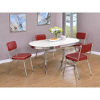 Table à manger ovale rétro 60", plateau blanc avec pied chromé, 6 places