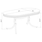 Table à manger ovale rétro 60", plateau blanc avec pied chromé, 6 places