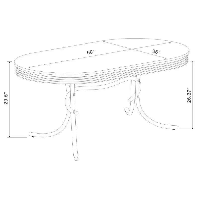 Retro Oval 60" Dining Table, White Top with Chrome Pedestal Base, Seats 6