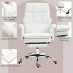 Fauteuil de bureau de direction avec repose-pieds pliable, pivotant à 360°, hauteur réglable, dossier croisé