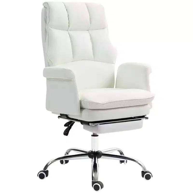Executive Office Chair with Foldable Footrest, 360° Swivel, Adjustable Height, Criss Cross