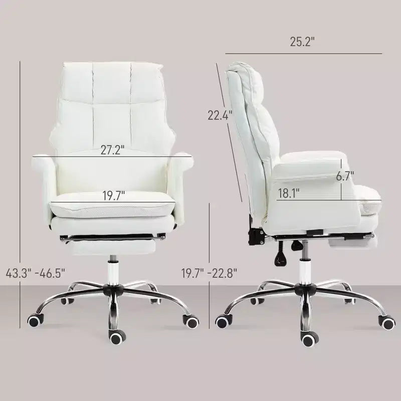 Executive Office Chair with Foldable Footrest, 360° Swivel, Adjustable Height, Criss Cross