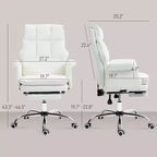 Fauteuil de bureau de direction avec repose-pieds pliable, pivotant à 360°, hauteur réglable, dossier croisé