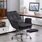 Fauteuil de bureau de direction avec repose-pieds pliable, pivotant à 360°, hauteur réglable, dossier croisé