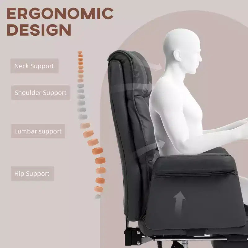 Executive Office Chair with Foldable Footrest, 360° Swivel, Adjustable Height, Criss Cross