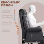 Fauteuil de bureau de direction avec repose-pieds pliable, pivotant à 360°, hauteur réglable, dossier croisé