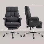 Fauteuil de bureau de direction avec repose-pieds pliable, pivotant à 360°, hauteur réglable, dossier croisé