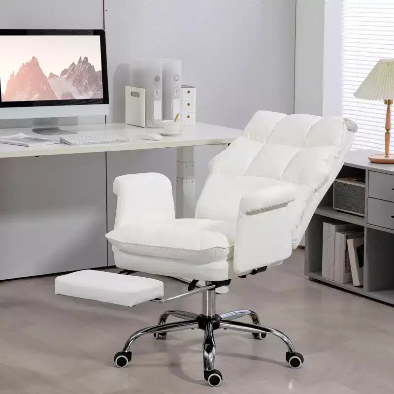 Executive Office Chair with Foldable Footrest, 360° Swivel, Adjustable Height, Criss Cross