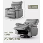 Fauteuil inclinable manuel de massage, pivotant à 360°, en cuir PU avec poches latérales, pour salon