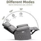 Fauteuil inclinable manuel de massage, pivotant à 360°, en cuir PU avec poches latérales, pour salon
