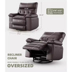 Fauteuil inclinable manuel de massage, pivotant à 360°, en cuir PU avec poches latérales, pour salon