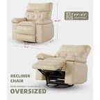 Fauteuil inclinable manuel de massage, pivotant à 360°, en cuir PU avec poches latérales, pour salon