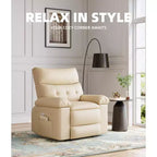 Fauteuil inclinable manuel de massage, pivotant à 360°, en cuir PU avec poches latérales, pour salon
