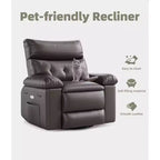 Living Room Manual Massage Chair, 360-Degree Rotating Massage Chair with Remote Control, PU Leather Leisure Chair with Side Pockets