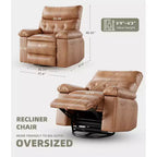 Fauteuil inclinable manuel de massage, pivotant à 360°, en cuir PU avec poches latérales, pour salon