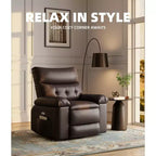 Fauteuil inclinable manuel de massage, pivotant à 360°, en cuir PU avec poches latérales, pour salon