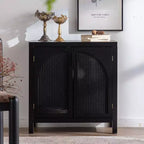 GDFStudio Bevier Mid-Century Rattan Sideboard Buffet Cabinet with Adjustable Shelves