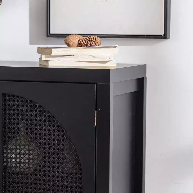 Bevier Mid-Century Rattan Sideboard Buffet Cabinet with Adjustable Shelves