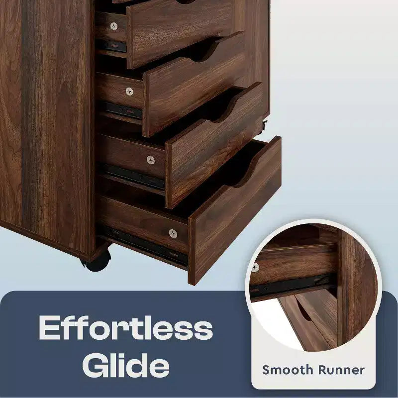 5-Drawer Office File Storage Cabinet with Shelves & Mobile Drawers