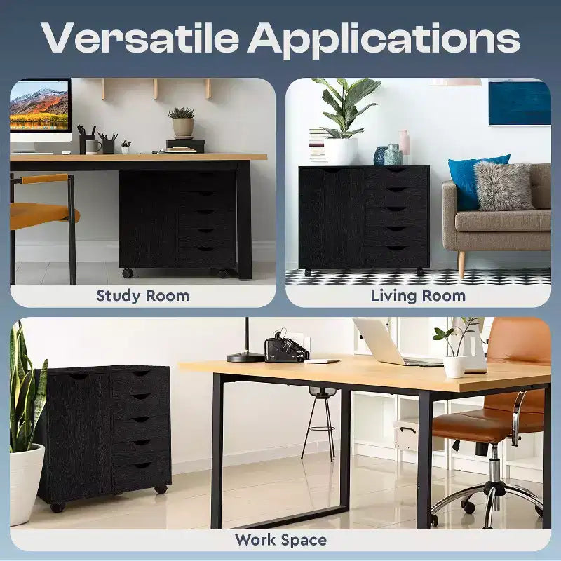 5-Drawer Office File Storage Cabinet with Shelves & Mobile Drawers