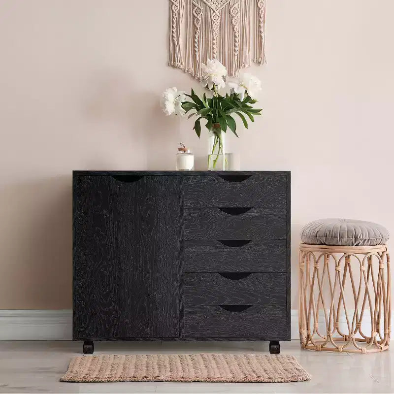 5-Drawer Office File Storage Cabinet with Shelves & Mobile Drawers