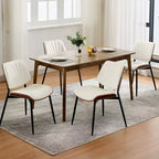 Lot de 2 chaises de salle à manger avec assise en similicuir rétro et pieds en métal pour salle à manger et cuisine