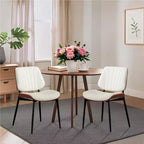 Lot de 2 chaises de salle à manger avec assise en similicuir rétro et pieds en métal pour salle à manger et cuisine