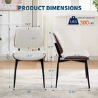 Lot de 2 chaises de salle à manger avec assise en similicuir rétro et pieds en métal pour salle à manger et cuisine