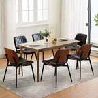 Lot de 2 chaises de salle à manger avec assise en similicuir rétro et pieds en métal pour salle à manger et cuisine