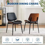 Lot de 2 chaises de salle à manger avec assise en similicuir rétro et pieds en métal pour salle à manger et cuisine